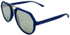 matte blue angled aviator frames with black mirrored lenses