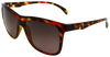 Red, black, and yellow tortoise shell rectangular lenses with dark grey lenses