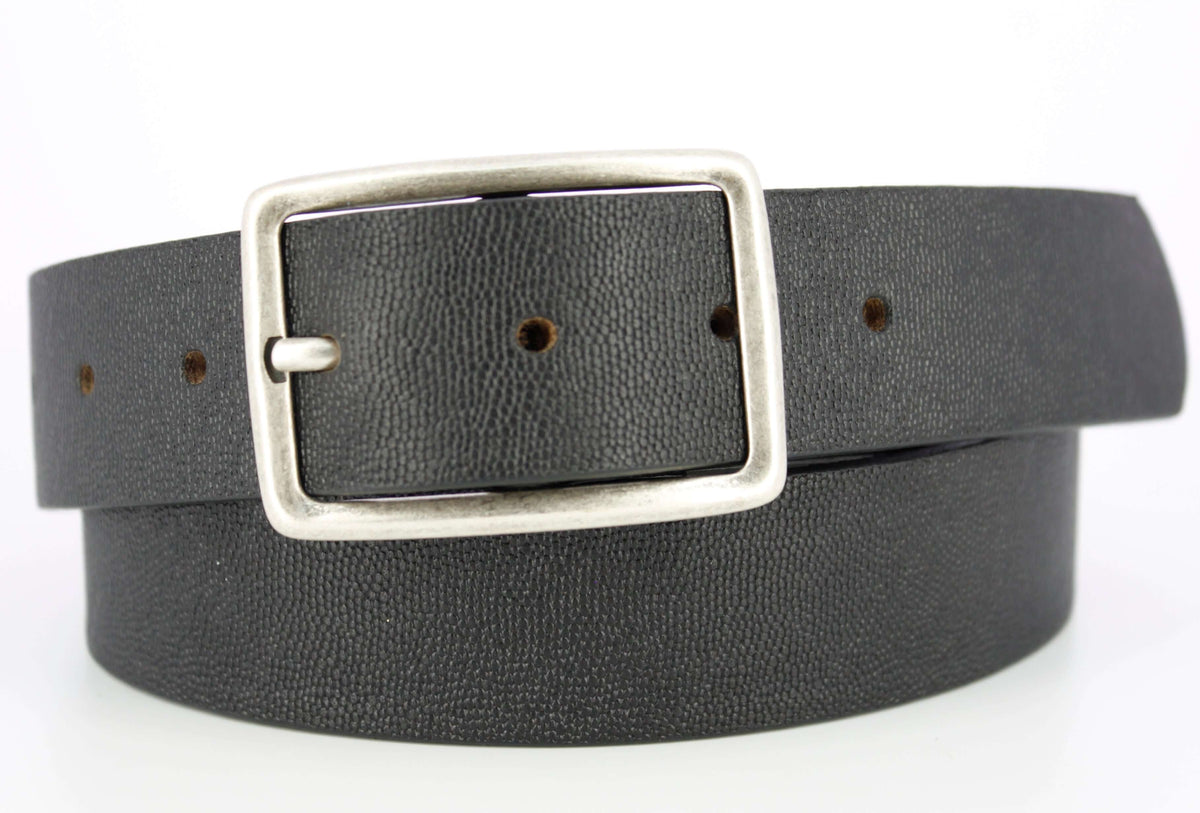 TERRY STACK Italian Leather belt with 2 removable buckles Size XL INTENT Italian Leather Belt with Antiqued Nickel Buckle  main image 2
