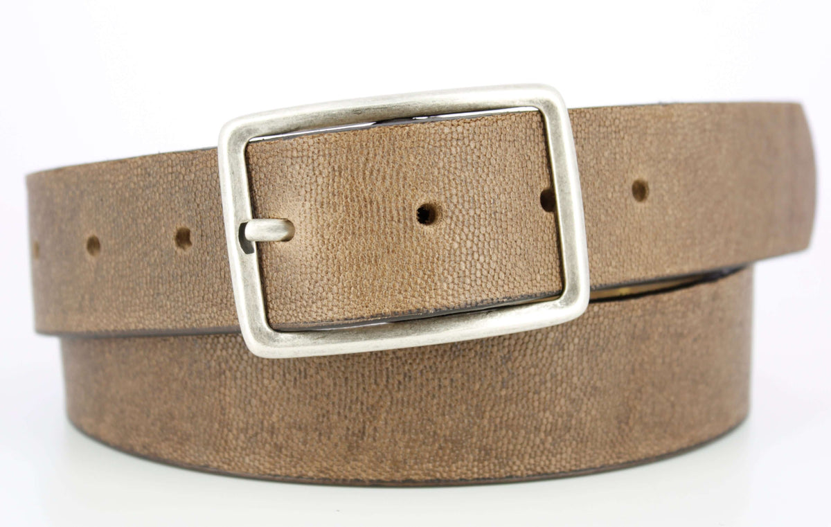 INTENT Italian Leather Belt with Antiqued Nickel Buckle 