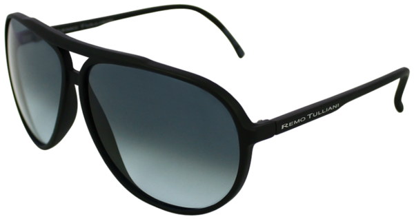 Matte black aviator sunglasses with ash grey frame