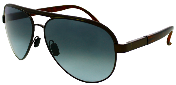 black aviator sunglasses with tortoise shell temple and blue-grey lenses
