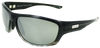 black fade to clear classic sport frame sunglasses with silver mirror lenses