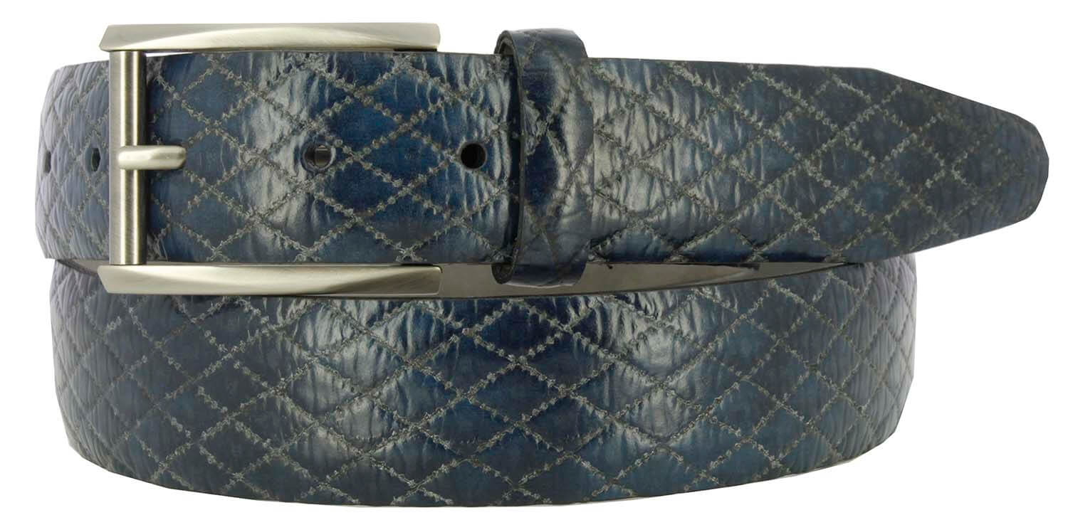 Orciani Dusty Blue Genuine Leather Belt Silver Circles 37\
