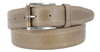 MAGNUS Genuine Leather Belt in beige with antique nickel buckle, showcasing a rugged texture and handcrafted quality.