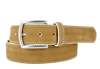 Premium PARMA Italian Suede Belt with brushed nickel buckle and white stitching, crafted in the USA.
