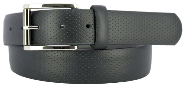 ROMA genuine Italian leather belt with perforation pattern and elegant nickel buckle, stylish accessory for any wardrobe.