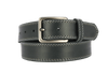 ROTH Italian leather belt with rugged brass buckle and contrast stitching, showcasing premium craftsmanship.