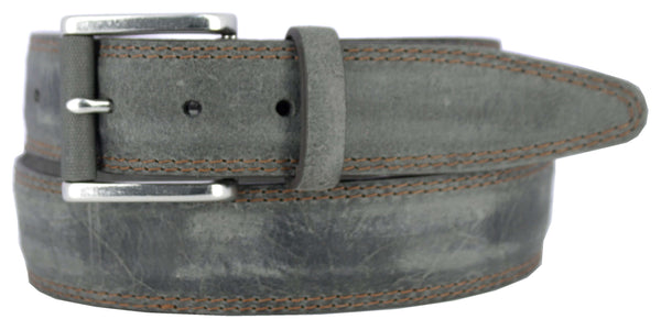 Silverton genuine leather jean belt in gray with antiqued nickel buckle, crafted for durability and timeless style.