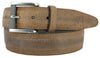 Silverton genuine leather jean belt in rugged brown with antiqued nickel buckle, showcasing classic vintage style and durability.