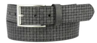 STEELE Italian leather woven checker belt with antique nickel buckle, showcasing classic and modern style.