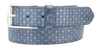STEELE Italian leather woven checker belt in blue with antique nickel buckle for modern style