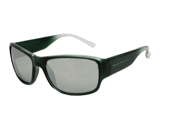 Handcrafted Wrath sunglasses with green Grilamid frame and shatter-resistant lenses for UV protection.