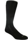 Solid black sock with heather grey rim. 