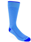 Sky blue sock with blue stitching. Solid blue rim, toe and heel. 