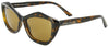 Brown and black tortoise shell frames with a diamond shape and bronze colored lens