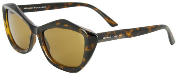Brown and black tortoise shell frames with a diamond shape and bronze colored lens