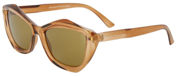 Orange frames with a diamond shape and bronze colored lens