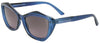 Sapphire blue frames with a diamond shape and bronze colored lens