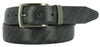 dark gray Italian leather belt with diagonal ridges. Brushed Gunmetal buckle and loop. 
