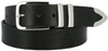 Black Italian-leather belt piloshed-nickel-buckle two-polished-nickel-loops polished-nickel-tip pointed-tip painted faux African-Cape-Lizard