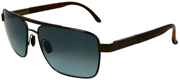 black metal frame with squared aviator style lenses. Tortoise shell over ears. Mirrored lenses