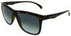 Brown, black, and yellow tortoise shell rectangular lenses with blue grey lenses