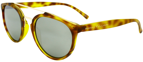 yellow round frame sunglasses with ash grey lenses