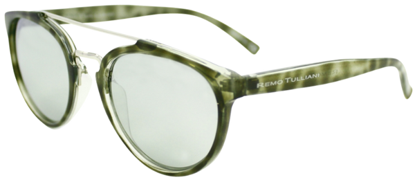 green tortoise shell round frame sunglasses with white mirror lenses