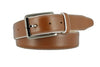 Premium Italian calfskin leather dress belt with brushed gunmetal buckle and off-white edge dye.
