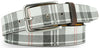 SEDONA Plaid Leather Belt made of genuine Italian leather with brushed nickel buckle and classic plaid pattern.