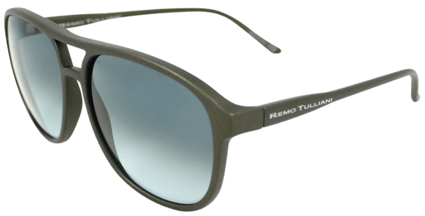 Handcrafted sunglasses in olive green with shatter-resistant lenses and UV protection by Remo Tulliani.