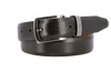 Stylish SYLVIO Italian calfskin leather belt with brushed gunmetal buckle, featuring diagonal design and tonal hand antiquing.