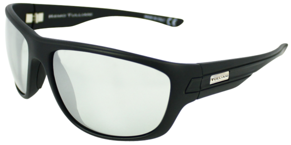 matte black classic sport frame with silver mirror lenses
